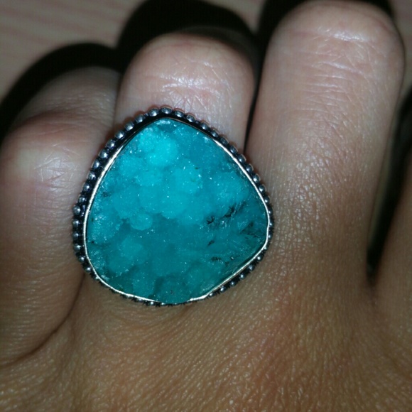 Jewelry - Silver Plated Druzy Ring Size 7  NWOT