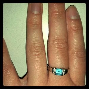 Tanzanite and diamond silver ring