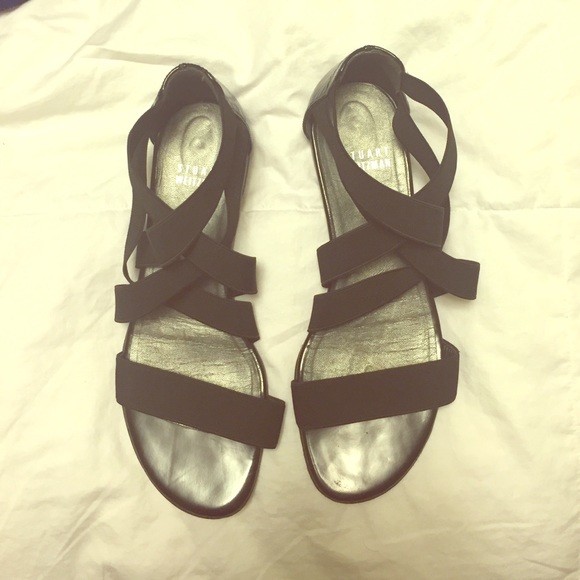Stuart Weitzman Experience Black Elastic Sandals