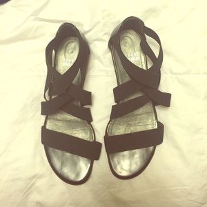 Stuart Weitzman Experience Black Elastic Sandals