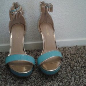 Zoya turquoise and bronze 5 inch heels