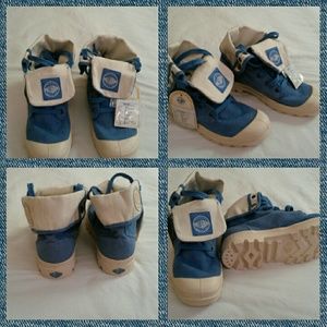 Light blue and white sneakers