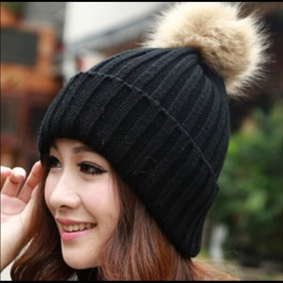 Black Fur Beanie