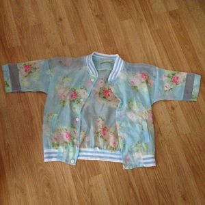 Sheer flower bomber jacket