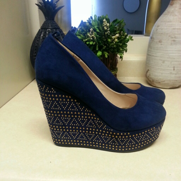 Blue bedazzled wedges