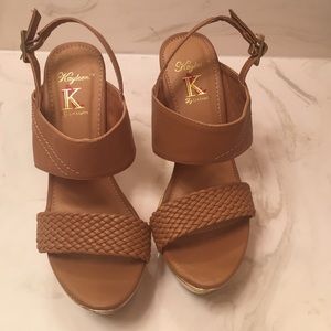 Tan&Gold Wedge heels