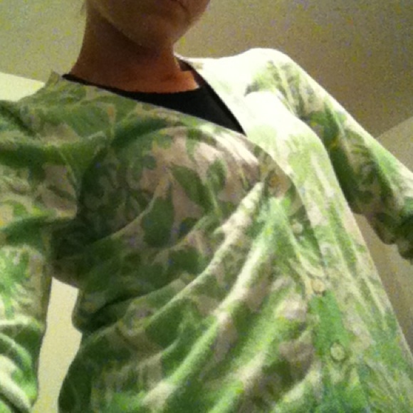 Green printed cartigan/sweater