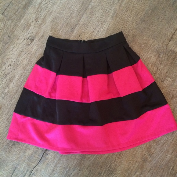 Hot Pink Black Striped Skirt 