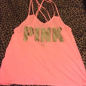 Pink strappy back tank