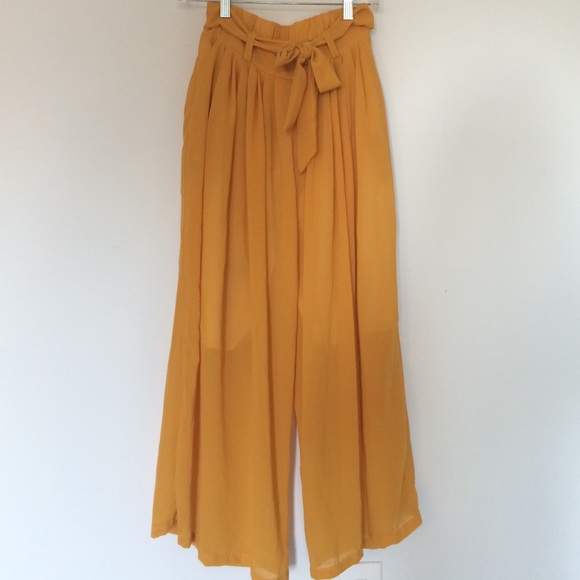 Mustard yellow chiffon gauchos