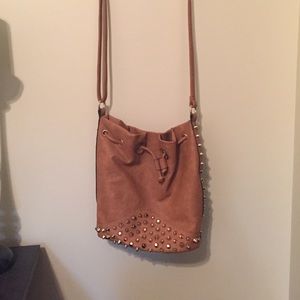 Tan gold studded crossbody purse