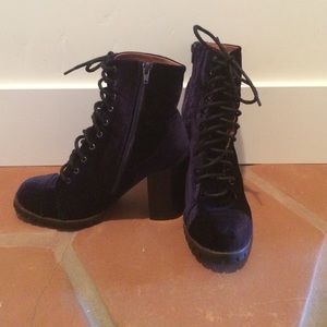Velvet blue Jeffery Campbell booties