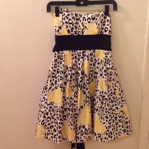 Black and white cheetah dress with yellow floral