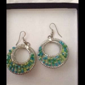 Silver beaded earrings