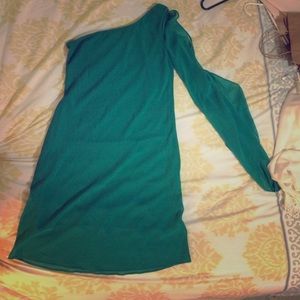 Green off the shoulder dress