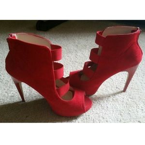 Red strap heels