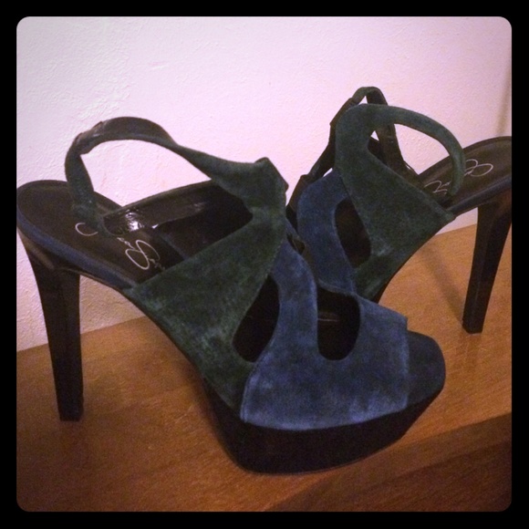 Jessica Simpson two-tone platform slingbacks