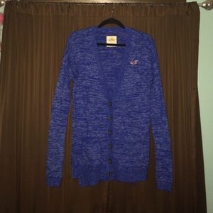 blue cardigan