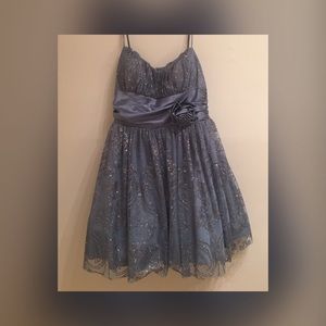 Teal silver sequence short Dress