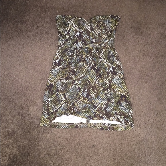 Snake Print Strapless Dress