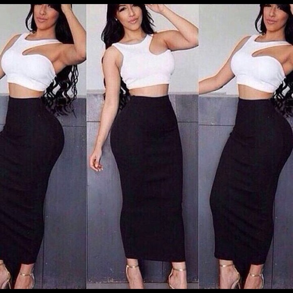 Cami long skirt and crop top.