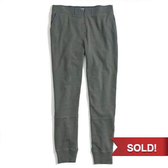 Madewell Zipfront Terry Slouchpants in Dusty Moss