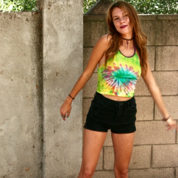 Hippie Grunge Funky Tie-Dye Halter Crop Top