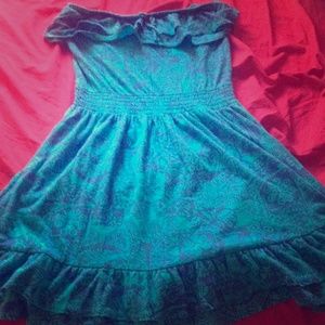 Cute blue floral sleeveless dress for summer