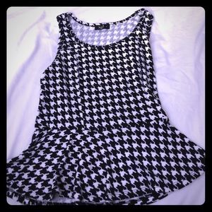 Black and white peplum tank