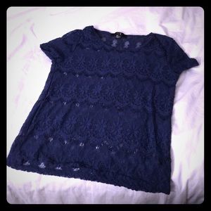 Royal blue sheer lace top