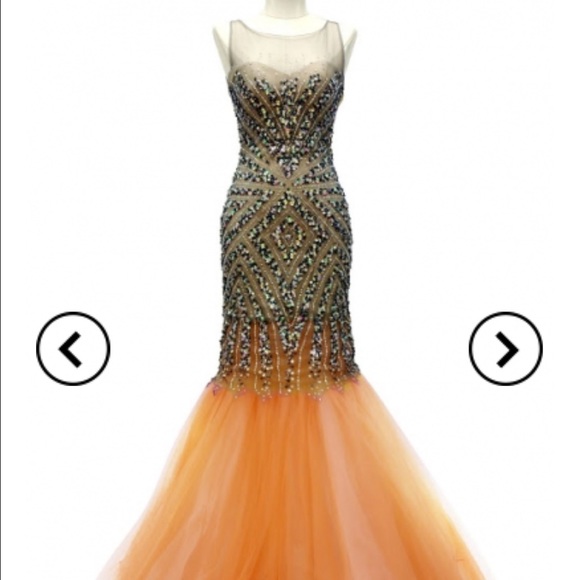 New AG studio formal dress in Orange/ navy