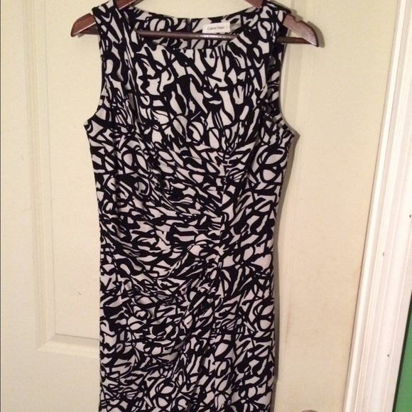 Calvin Klein shift dress black white animal print