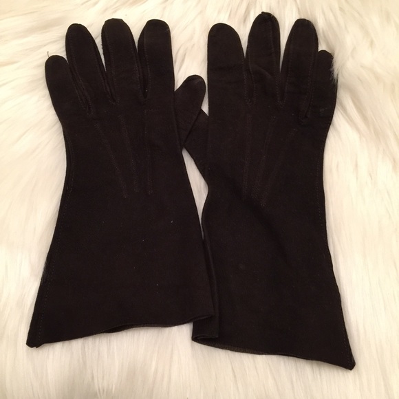 Antique Black/Brown Suede Gloves size 7.5
