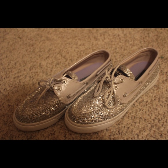 Silver Sparkly Sperry Top-Siders