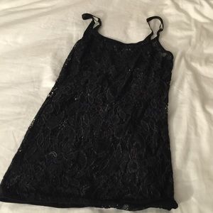 Embroidered black tank top with a hint of silver