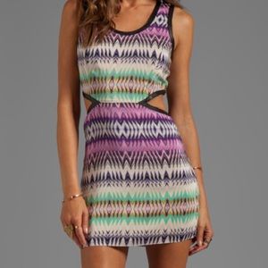 Parker Slash Cutout Leather Trim Dress