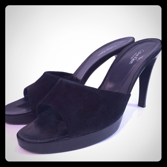 Calvin Klein suede mule slides