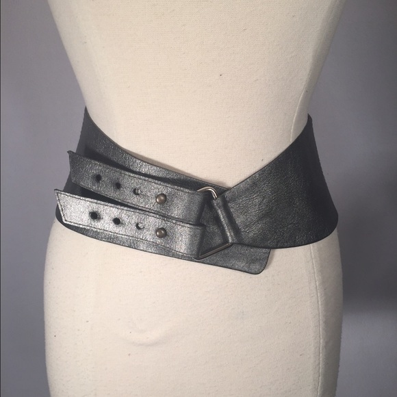 Silver leather corset belt