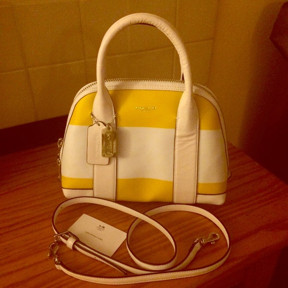 Coach Yellow & White Handbag with shoulder straps
