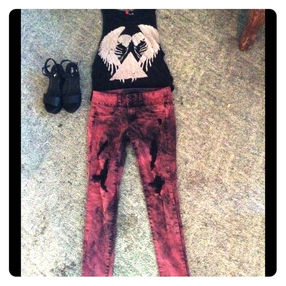 Red distressed lovesick jeans