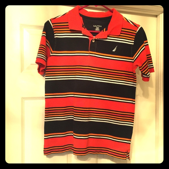 Nautica Boys Short Sleeve Striped Polo XL12/14