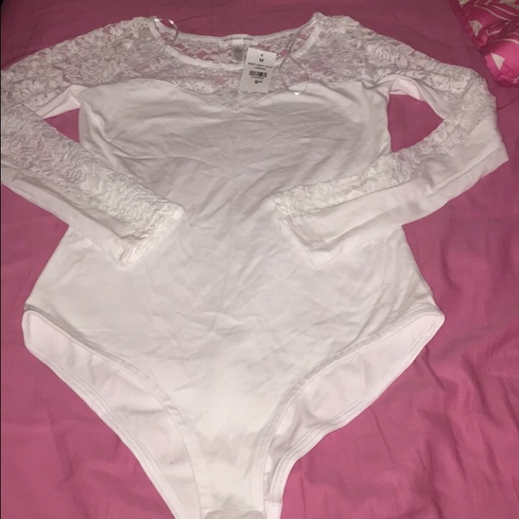 White lace leotard under garment