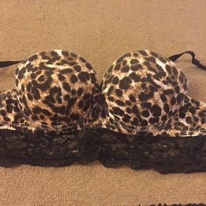 Leopard lace push up bra