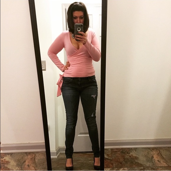 BCBGMaxAzria Faux Wrap Sweater