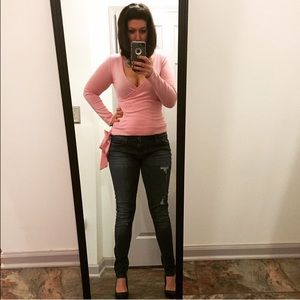 BCBGMaxAzria Faux Wrap Sweater