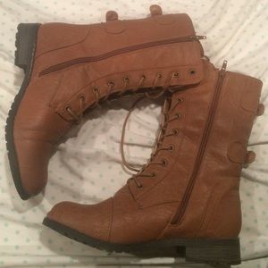 Brown combat boots