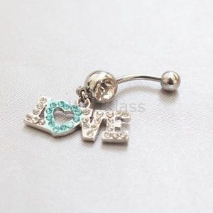 Belly Button Rings "LOVE" Dangle Navel Ring