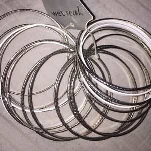 NWT Silver & White Bangle Bracelets