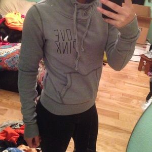 pink "longer neck" hoodie