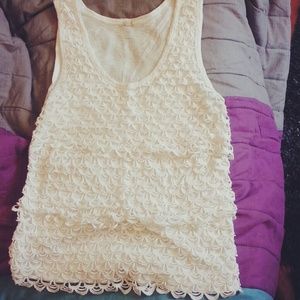 J. Crew White Ruffled Layered Tank